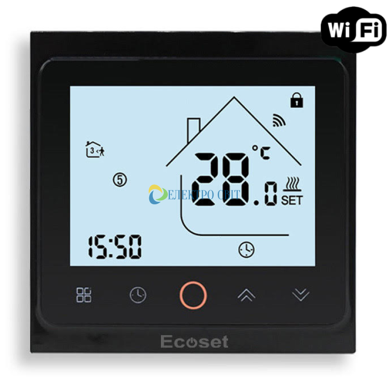 Терморегулятор Ecoset PWT 002 WIFI для теплого пола (Черный) 